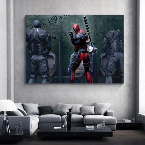 Marvel Avengers Canvas Prints Superhero Toilet Humor Funny Posters and Prints Modern Wall Art Pictures for Kid Living Room Decor
