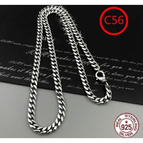 C56 S925 Sterling Silver Necklace Personality Cross Glossy Hip Hop Fashion Domineering Thick Retro Jewelry