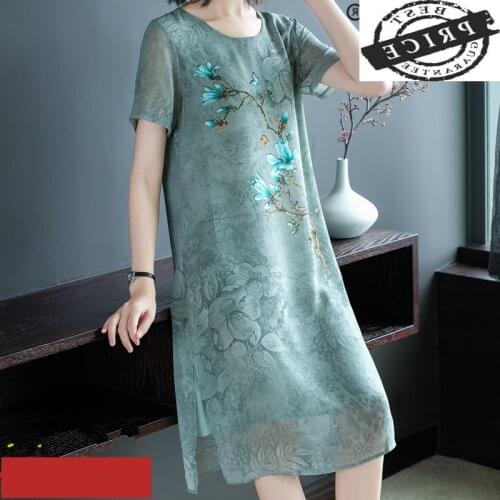 Silk Summer Real Dress Women Clothes 2021 Vintage Boho Floral Long Dresses Plus Size Elegant Woman Red Vestidos 16220aa6