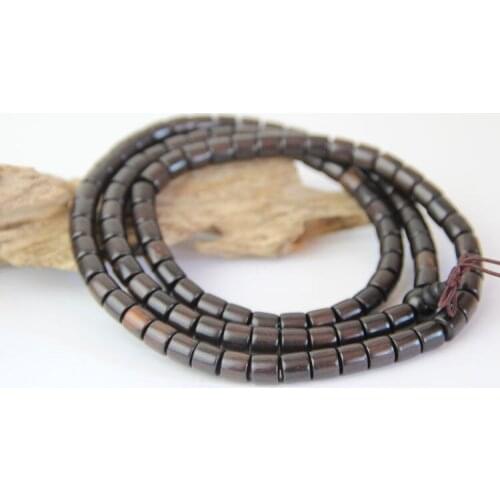 Tibetan Buddhism 108 Ebony Wood Barrel Beads Mala Necklace