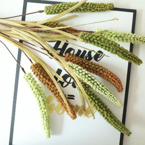 Wreath Wheat Artificial Plant With Leaves Cereals Long Branch For Home Hotel Decoration Fake Flowers Diy Garden Decor