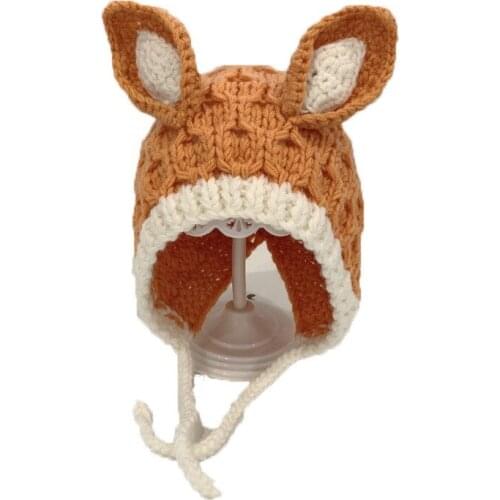 Knitted hat cute hats Autumn winter childrens cashmere hat rabbit ears cute infant girl boy baby earmuffs headgear hat