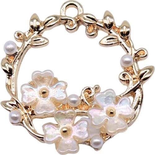 WYSIWYG 4pcs 23x23mm KC Gold Color Wreath Charms Pendant For Jewelry Making Earring Making Accessories