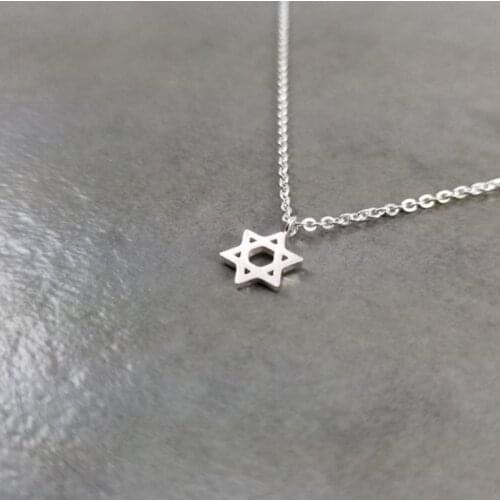 Small Star Necklaces Pendants For Women Hexagram Jewelry Stainless Steel Chain Star of David Choker Necklace Best Friend Gifts