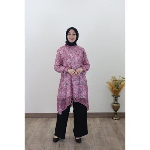 2021 summer Season Women 'S Chiffon Fabric In-Lined Hijab Tunik Muslim İslamic Shirt