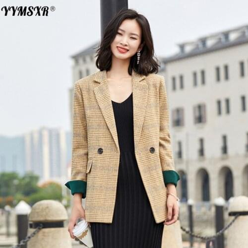 Large Size S-4XL High-quality Plaid Small Suit Womens Autumn and Winter New Temperament Long-sleeved Casual Jacket 2021