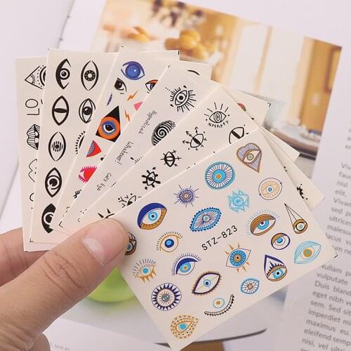 1 Pcs Black Flower / Eye/Lace Fairy Designs Water Transfer Sticker Nail Art Decals DIY Fashion Wraps Tips Manicure Tools