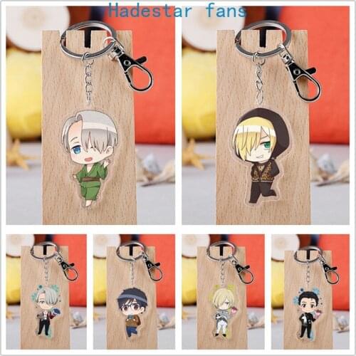 10 pcs/lot Anime YURI on ICE Acrylic Keychain Toy Figure Yuri Katsuki Yuri Plisetsky Bag Pendant Double sided keyring Gifts