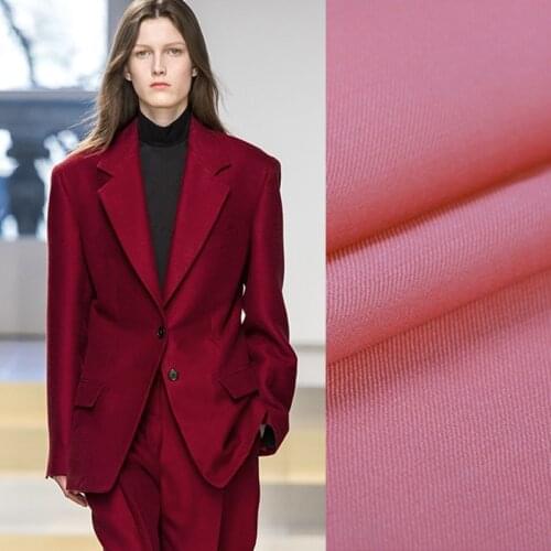 150CM Wide 260G/M Wine Red Pink Thin Wool Polyester Fabric for Spring and Autumn Suit Dress Outwear Overcoat Jacket E638
