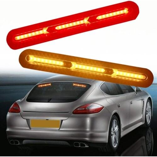 2pcs Additional brake Lamps Red Tail Brake light Car Rear Windscreen Light Flow LED Trunk Strip Light Amber Turn Signal Light