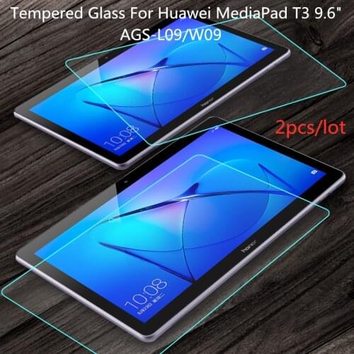 2pcs/lot 0.3mm 9H Tempered Glass Screen Protector For Huawei MediaPad T3 9.6 inches Tablet Protective Film For AGS-L09 AGS-W09
