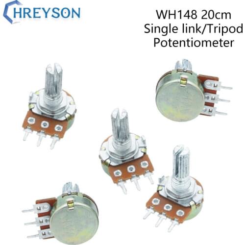 2Pcs WH148 1K 2K 5K 10K 20K 50K 100K 250K 500K 1M Shaft Amplifier Dual Stereo Potentiometer B50K B100K B250K B500K B1M 3Pin 20mm