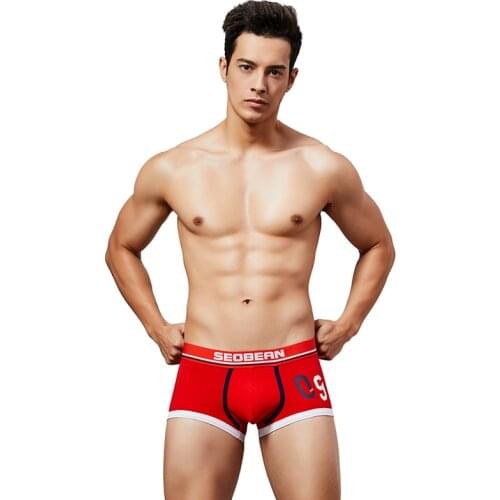 2019 SEOBEAN Male Panties Cotton Mens Underwear Boxers Breathable Man Boxers Printing Underpants Sexy Low waist Boxer Shorts