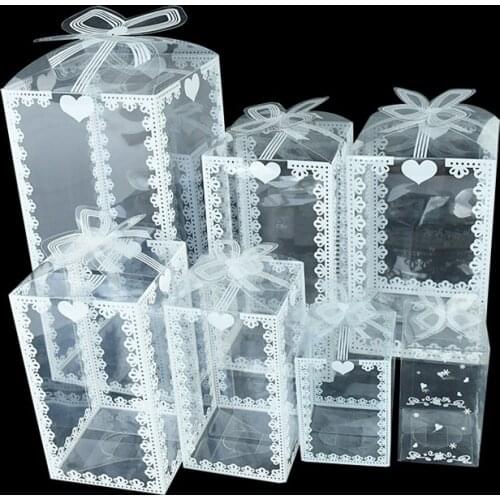 5 Pcs Christmas Transparent PVC Box Packaging Wedding Gift Cake Packaging Chocolate Candy Apple Gift Event Transparent Gift Box