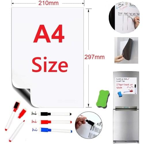 A4 Soft Magnetic Whiteboard Fridge Magnets for Refrigerator Magnet Record Message Board White Board Marker Pen Eraser Notepad