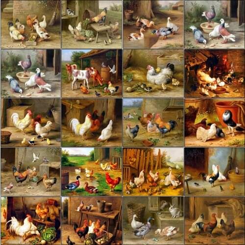 Cross stitch embroidery cuadros full square 5d diamond painting Chicken duck turkey rooster bird pigeon complet dirll drawing 3D