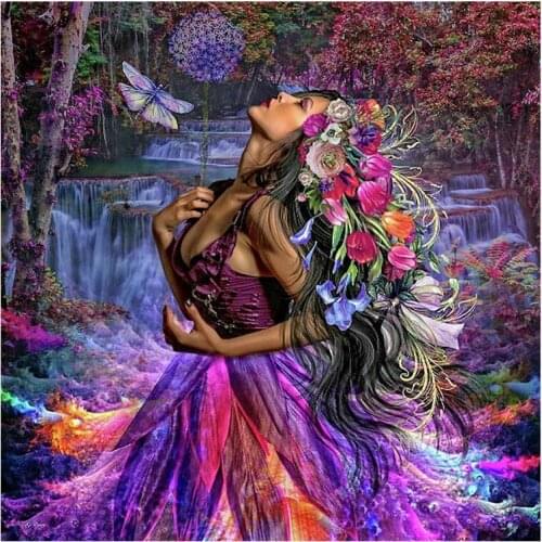 Woman flower 5d Square Round Diamond Embroidery Diy Diamond Painting Cross Stitch waterfall landscape Home Decor Diamond Mosaic