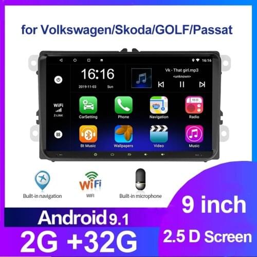Android 9.0 Car radio GPS multimedia player for Volkswagen Skoda Octavia golf 5 6 touran passat B6 polo tiguan jetta 9" 2din Car