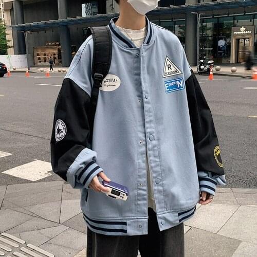 Hip-hop baseball jacket letters embroidery patchwork Korean streetwear college rock jacket varsity jacket bomber jacket