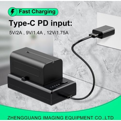 ZGCINE NPF NP-F PD Fast Charging Charger with 1/4 Screw Hole support F550 F750 F970 Battery Photography Light Adapter for Camera