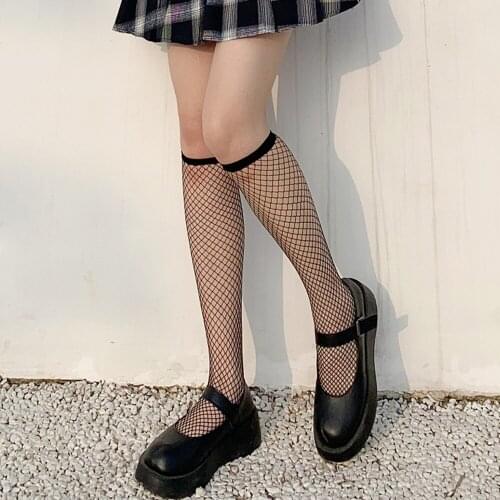 Punk Fishnet Stockings New Black White Middle Tube Fishnet Socks Leg Socks Three Size Mesh Fishnet Stockings
