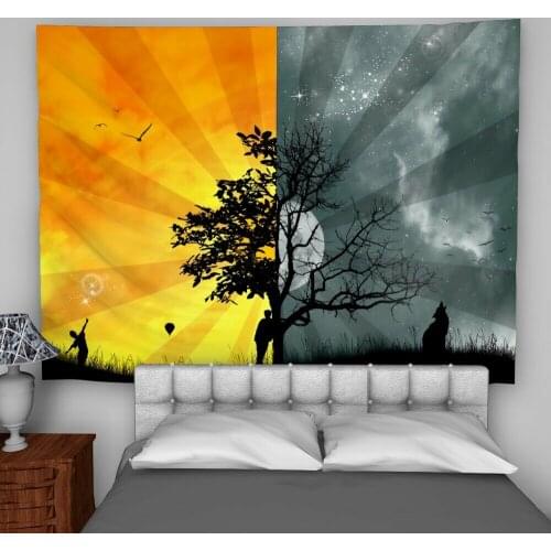 Day Night Wall Hanging Tapestry Psychedelic Bedroom Home Decoration