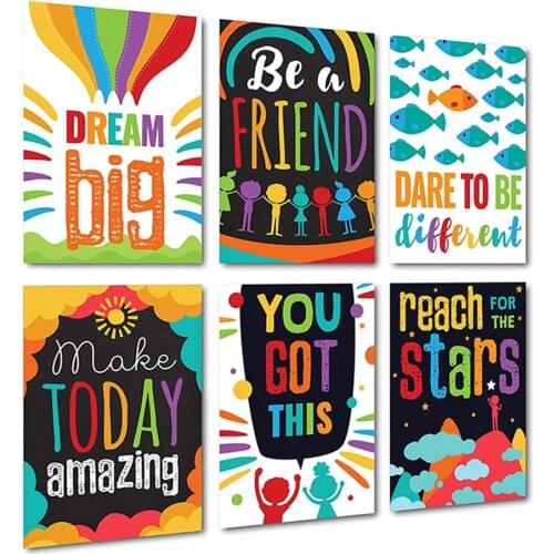 Kids English Alphabet Motivational Posters UV Paper Painting Waterproof Cartoon Colorful Wall Sticker Children Classroom Bedroom