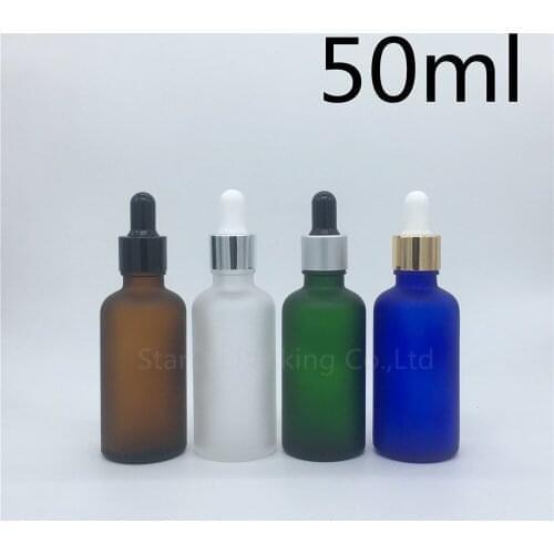 Travel bottle 10pcs 50ml amber green blue Transparent frosted glass essential oil bottle, 50cc glass perfume dropper bottle