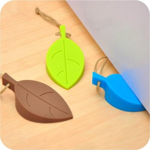 Leaves Shape Silicone Rubber Door Stop Stoppers Door Block Children Anti-Folder Hand Hotel Security Door Card Hanging Door Stop