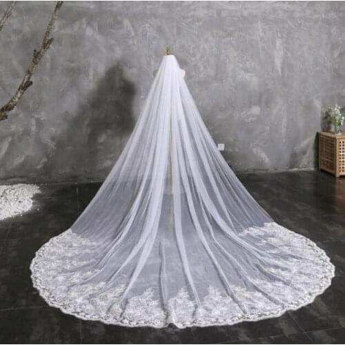 Elegant Handmade Bridal Veil With Exquisite Lace Sequins | Soft Tulle Royal Wedding Veil | Custom Length Bridal Veil | Bridal Ha