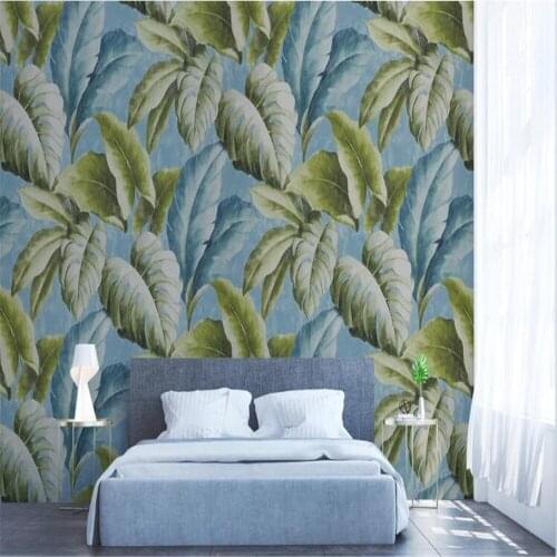 Milofi custom photo wallpaper home decoration modern minimalist hand-painted tropical plant leaf background wall mural