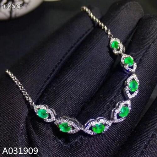 KJJEAXCMY boutique jewelry 925 sterling silver inlaid Natural emerald gemstone ladies bracelet support detection exquisite