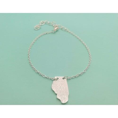 Outline Illinois State Bracelets IL State Map Bracelets America USA State Map Chicago Bracelets for Hometown Gifts