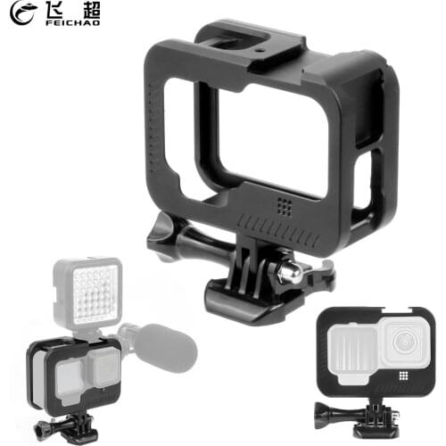 Aluminum Alloy Housing Cage for GoPro Hero 9 Black Protective Border Frame Vlog Case Dual Cold Shoe Mount for Gopro9 Accessories