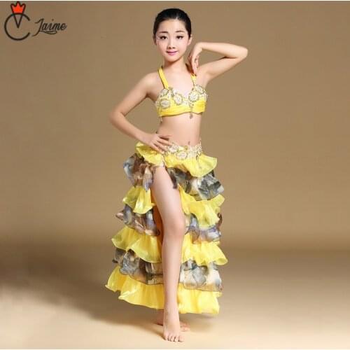 Children Belly Dance Costume Set Stage Performance Belly Dancing Clothes for girls Oriental dance Skirts Outfit Kids bra skirt