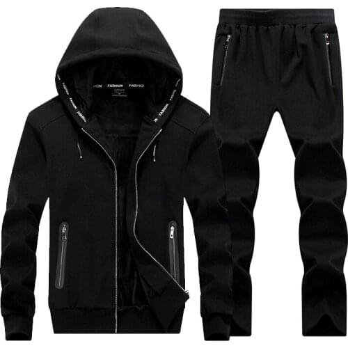 Winter Thick Men Sports Suit Tracksuit Hooded Sportswear Zipper Sweats Suits Hooded Mens Tracksuits Pants Fleece Warm Sets Male