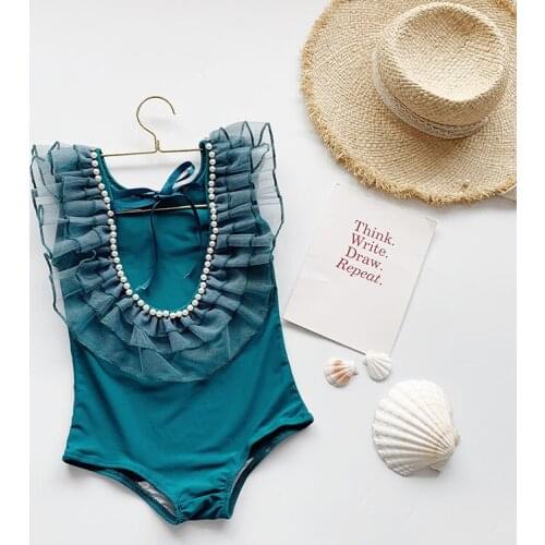 Fashion Baby Girl Ruffle Swimwear Summer Sleeveless Backless Swimsuit Beachwear One-piece Bathing Suit Summer Clothes Top Bikini
