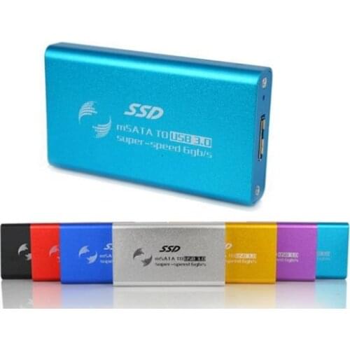 MSATA SSD to USB 3.0 External Enclosure Case Adapter For 1.8" 50mm mSATA SSD HDD Converter + USB Cable + Pouch Free Shipping