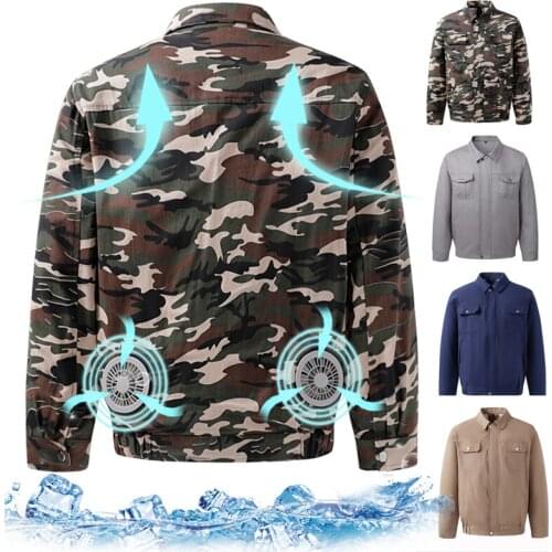 2021 Summer Cooling Clothing Air-conditioning Fan USB Charging Jacket Men Women Breathable Cool Long Sleeve Working Coat -40