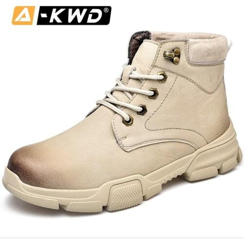 New Fashion Sand Brown Black Fur Men Winter Shoes High Top Military Boot Autumn Casual Sneakers Men Wear Resistent Tooling Shoes