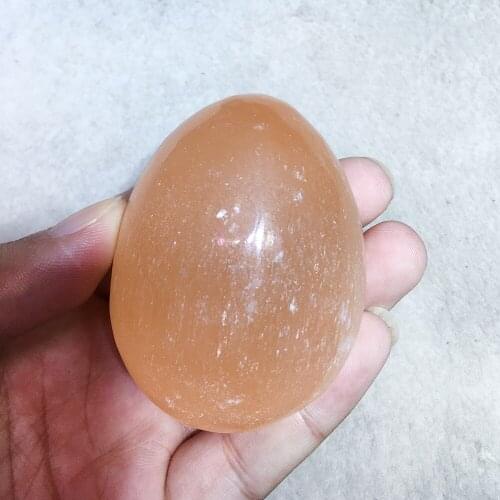 Natural Orange Selenite Egg Crystal Quartz Oval Ball Massage Tool Healing Reiki Chakra Palm Stones Fraueneis Mineral Specimen