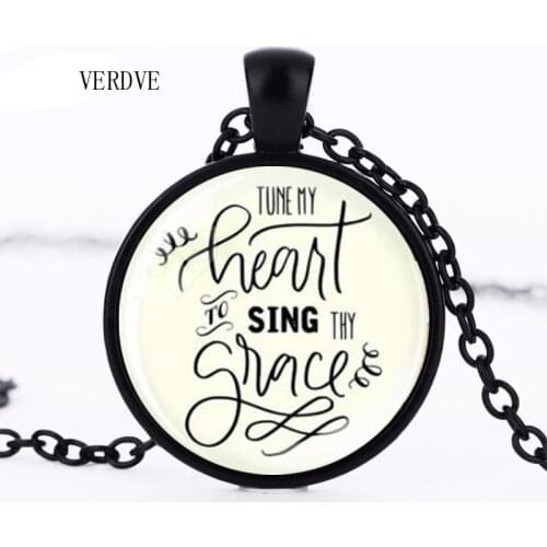 New song in my heart pendant crystal glass necklace jewelry men and women gifts