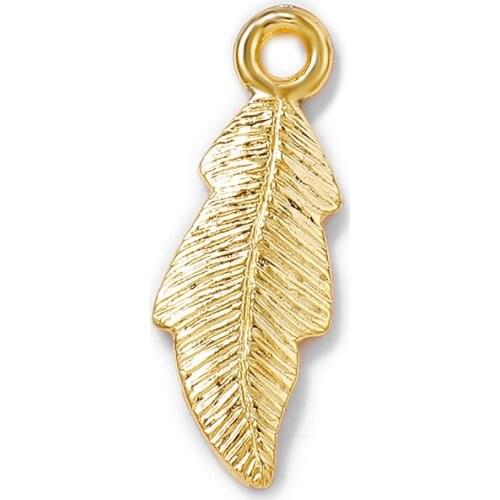 Factory wholesale Gold Color Brass Leaf Charms Pendants Necklace and Bracelet Earring Diy Jewelry Making Supplies Accessories