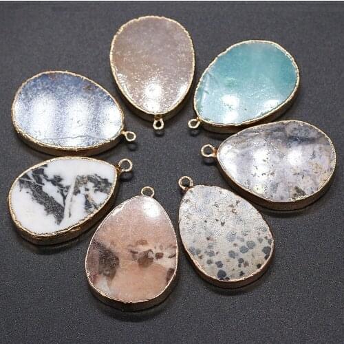 Natural Stone Pendants Waterdrop Shape Crystal Agates Amazonite Stone Charms for Jewelry Making Necklace Bracelet Gift