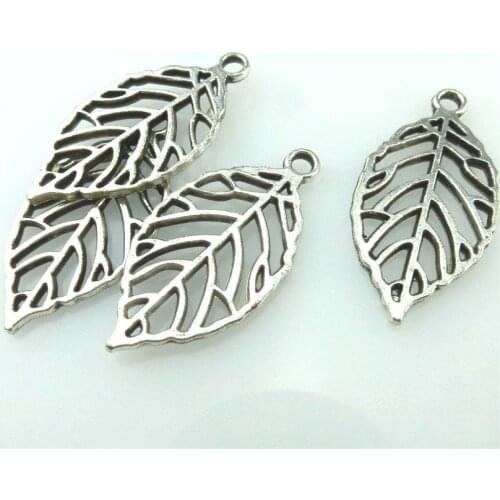 15pcs Antique Silver 27*14mm Plant Leaf Charms Pendant For Jewelry Making Bracelet Vintage Accessories