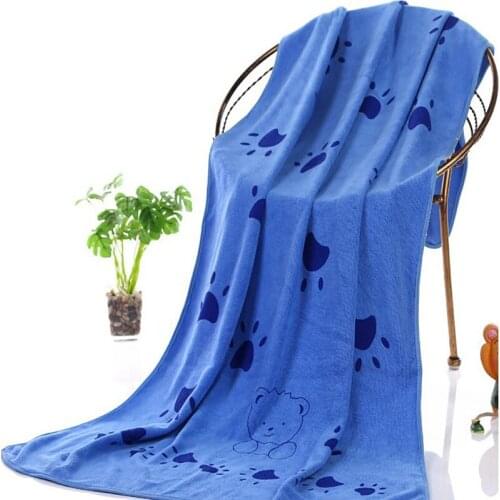 New Soft Cartoon Pet Dog Cat Superfine Fiber Towel Fast Dry Super Absorbent Hair Towels Super Large Cute Supplies Blue Function