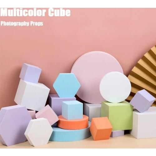 New Arrival INS Photography Cube Photo Props Foam Geometric Cube Shooting Props For Photography Backdrops Light Pink Purple Colo