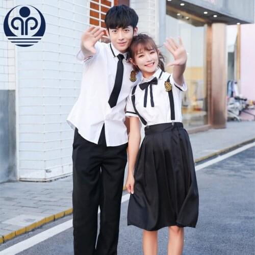Tennager School Uniform Girls Students Wear Adolescent Sweet Clothes Plus Size Navy Straps Teenager School Wear Students D-0566