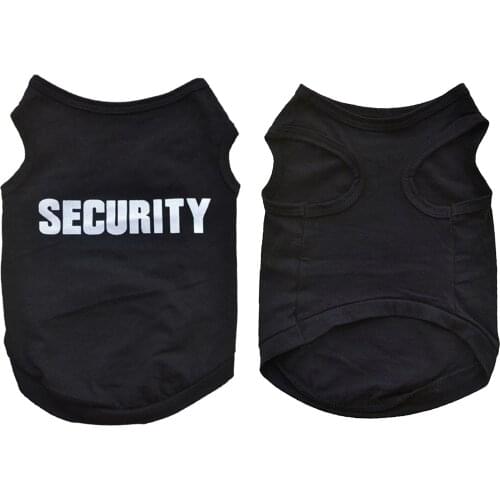 Pet Winter Clothes Puppy Dog Cat Vest T Shirt Coat Dress Sweater Apparel "SECURITY", Black