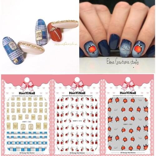 1pc Lattice ladybug Animals Designs 3D Nail Art Stickers Adhesive Decals DIY Foil Manicure Nail Art Decals Decorations
